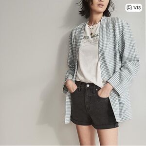 Madewell Linen Collarless Blazer jacket